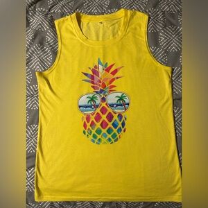 Multicolored Crew Neck Sleeveless Muscle Tee